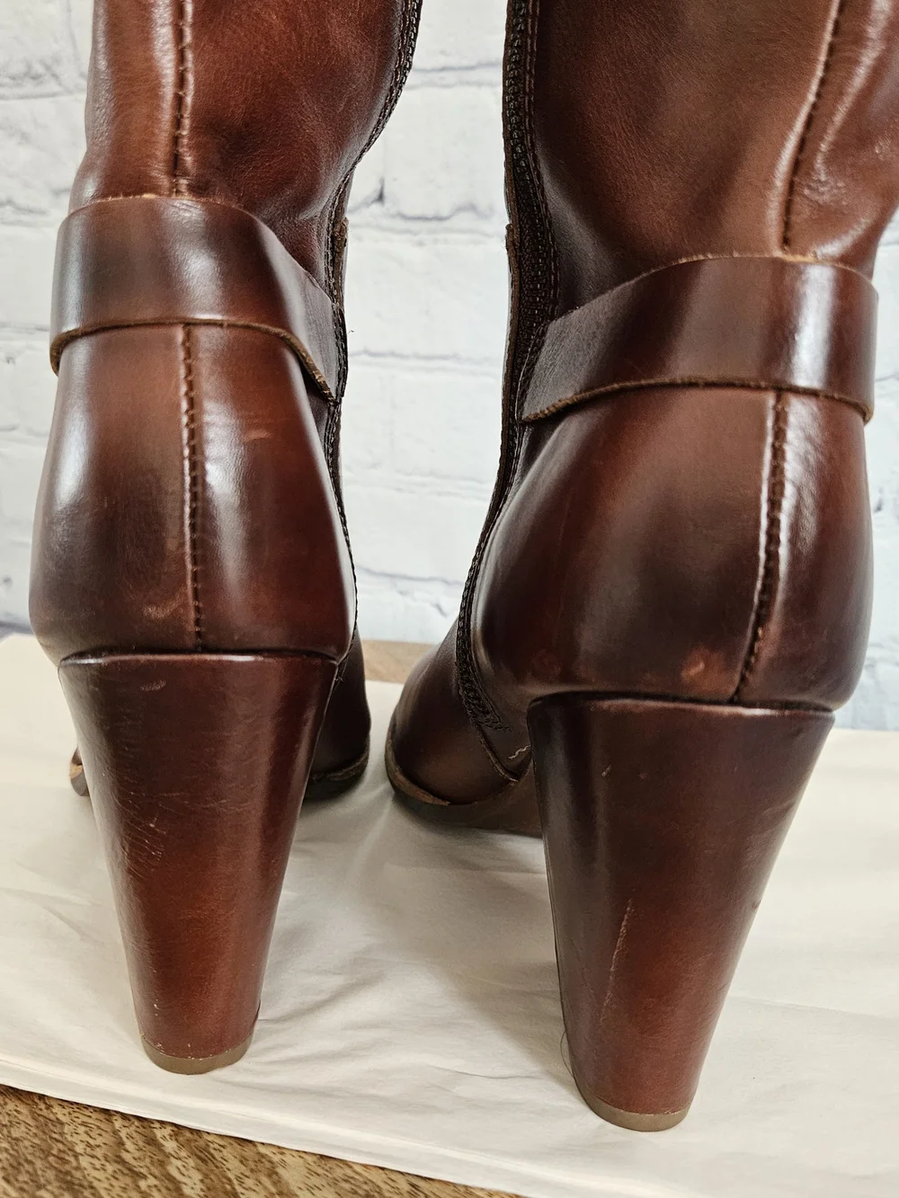 Kork-Ease Cognac/Chestnut Brown Leather Over-the-Knee Block Heel Boots - OTK